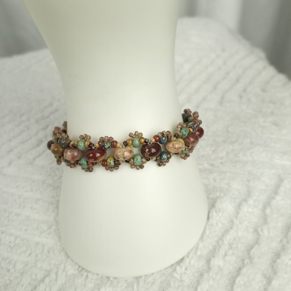 HANDMADE  Rustic Boho Style Red Jasper Stone Bracelet - Picture 4 of 7